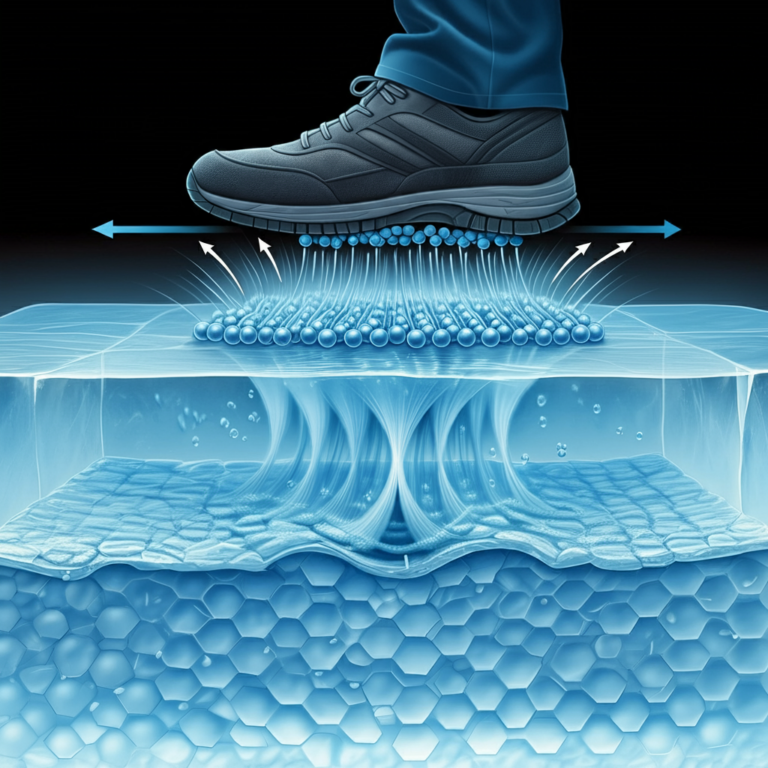 Illustration showing the cross-section of a shoe with advanced cushioning technology.